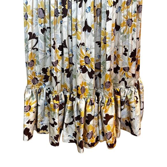 New Polo by Ralph Lauren Buttercup Satin Floral Plissé Pleated Midi Dress Sz 4 - Picture 5 of 13